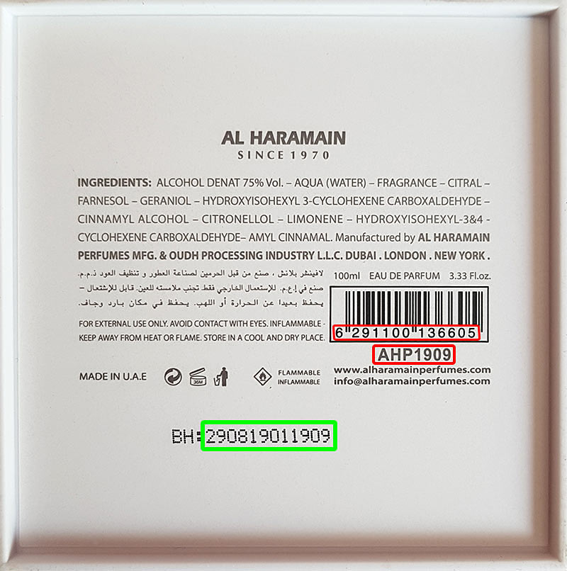 Kod partii Al Haramain Perfumes