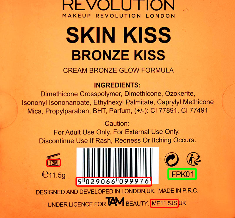 Kod partii Revolution Beauty Ltd